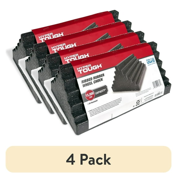 (4 pack) Hyper Tough Ribbed Wheel Chock