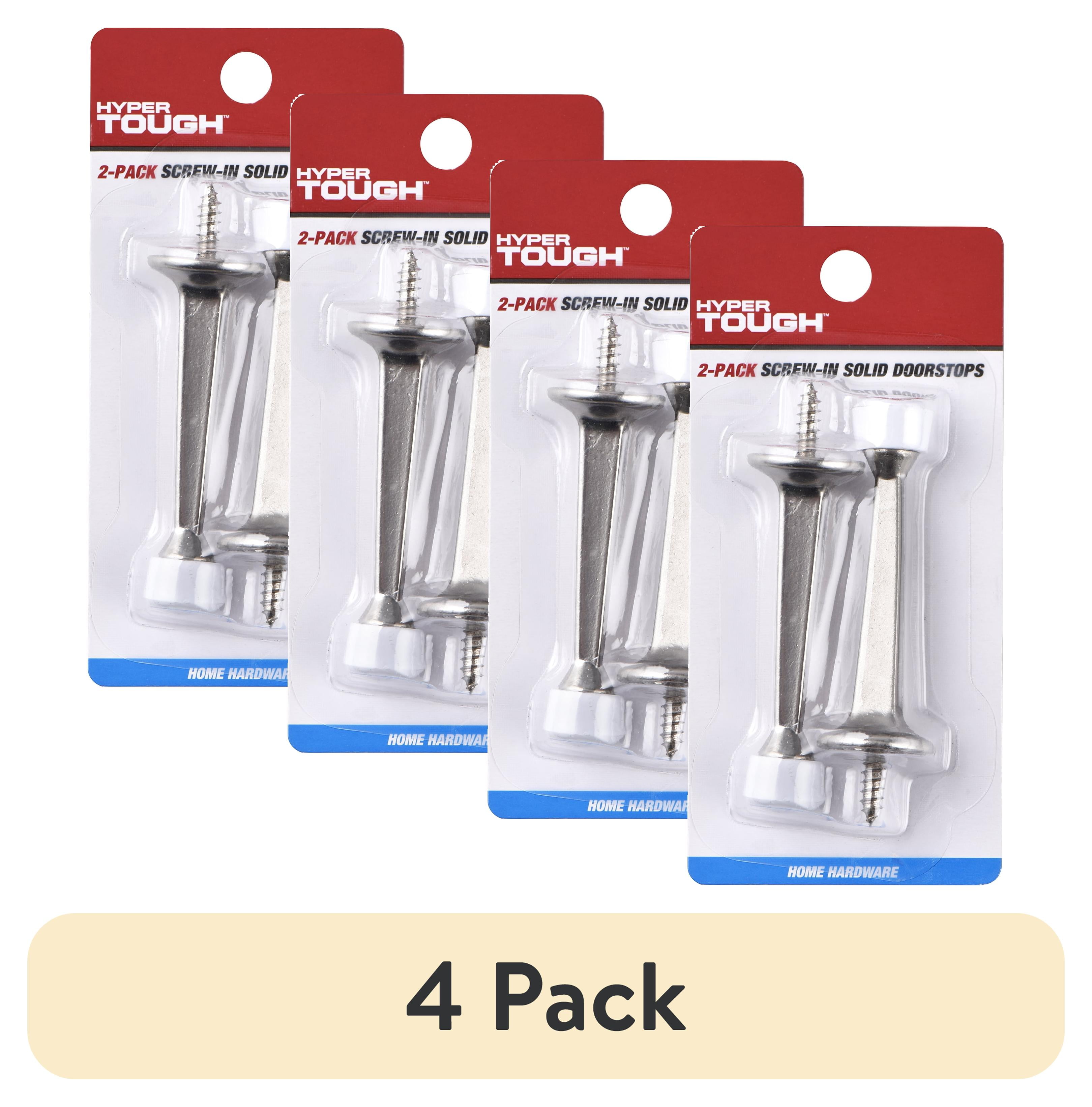 (4 pack) Hyper Tough Screw-in Solid Doorstop, Satin Nickel, 2 Pack, Assembled Product Depth 5.65 Inch