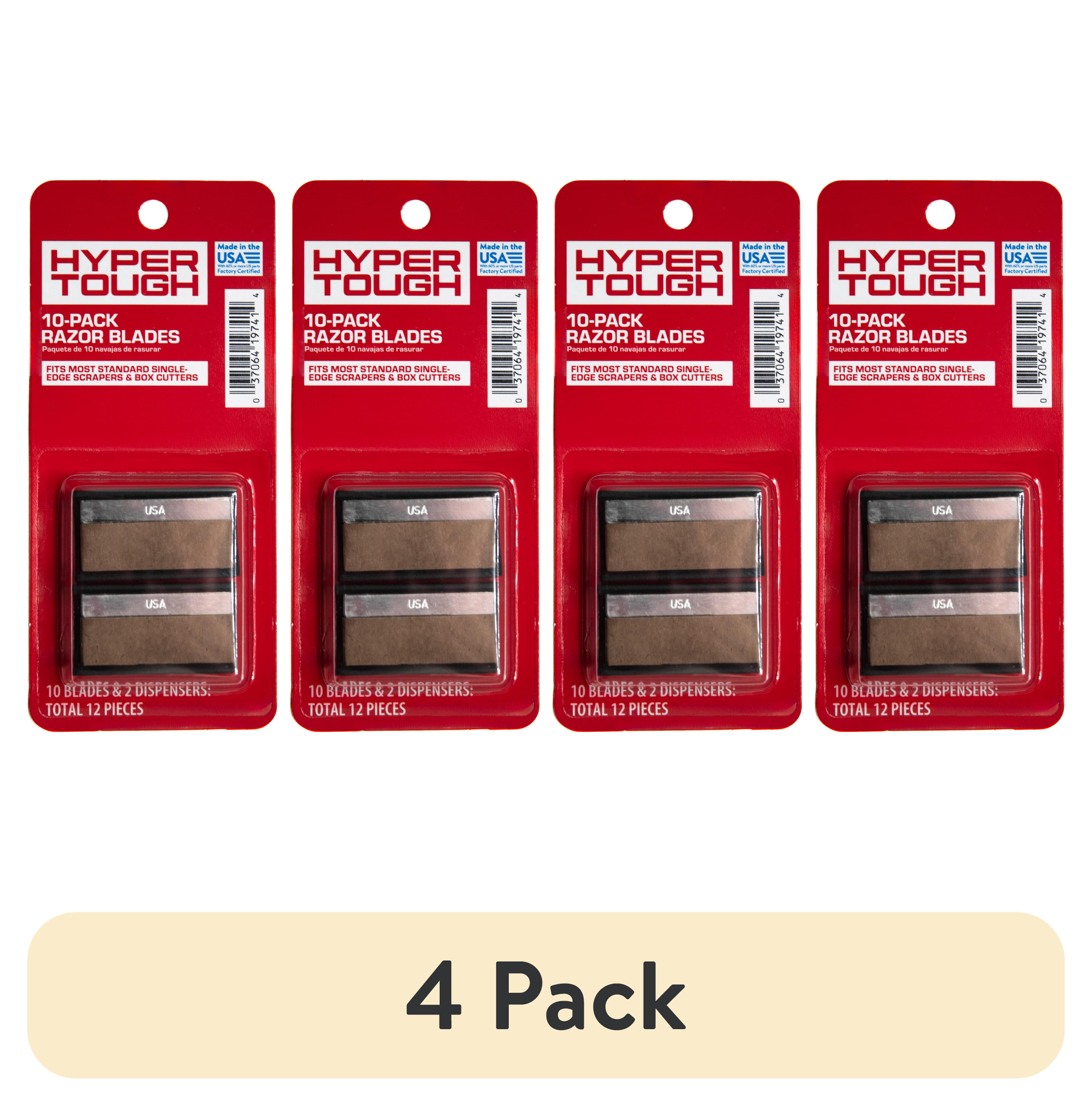 (4 pack) Hyper Tough Single Edge Razor Blades, Paper Wrapped in Dispensers, 10 Pack