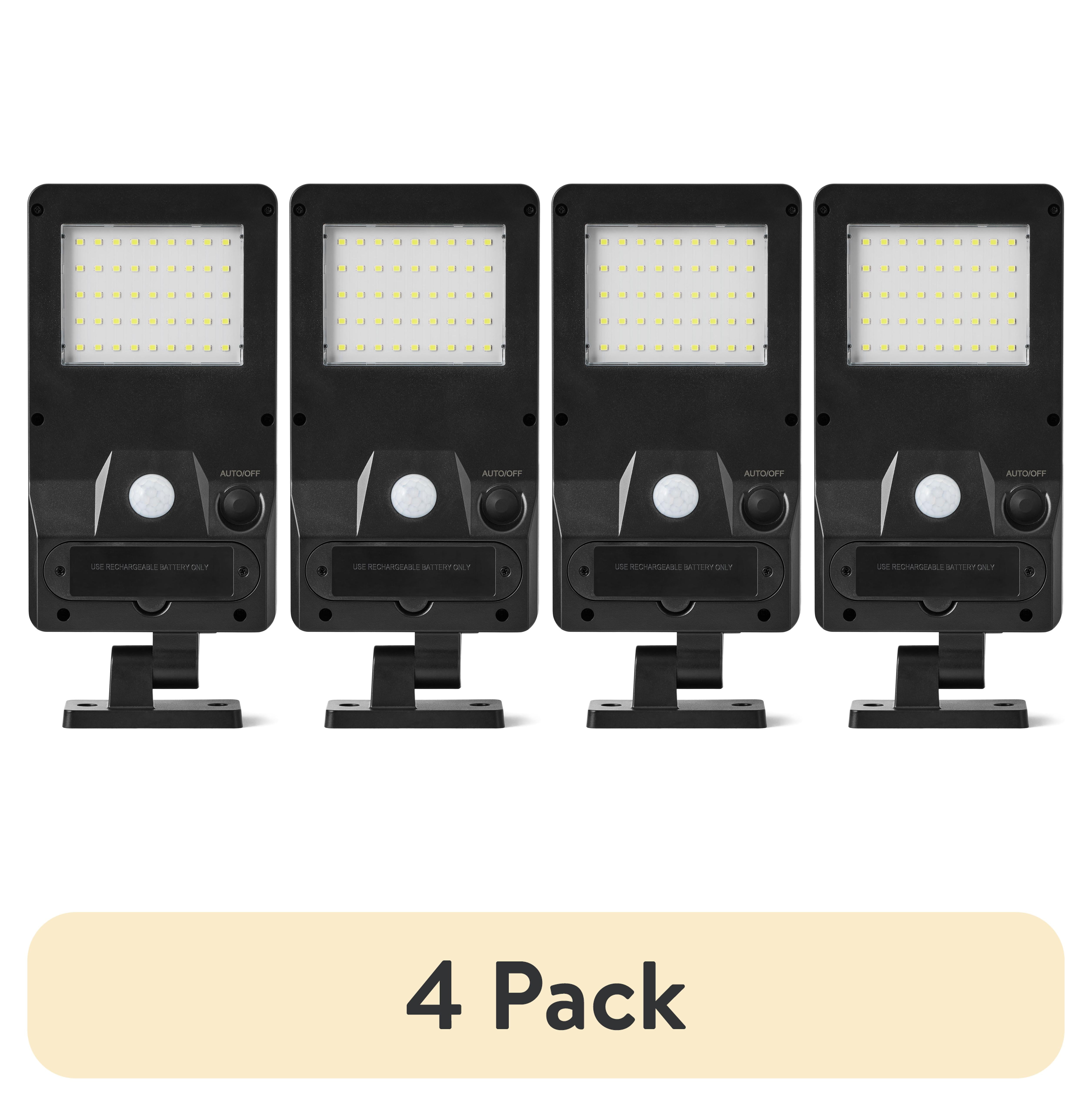(4 pack) Hyper Tough Solar Motion Street/Area Light, Dusk to Dawn Wall Mount, 120° degree, 800 Lumens, Black