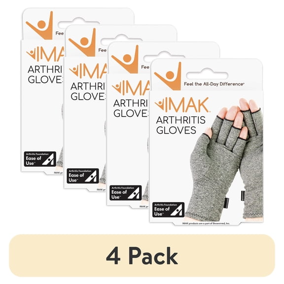 (4 pack) IMAK Compression Gray Cotton / Lycra® Arthritis Glove A20171, 1 Ct