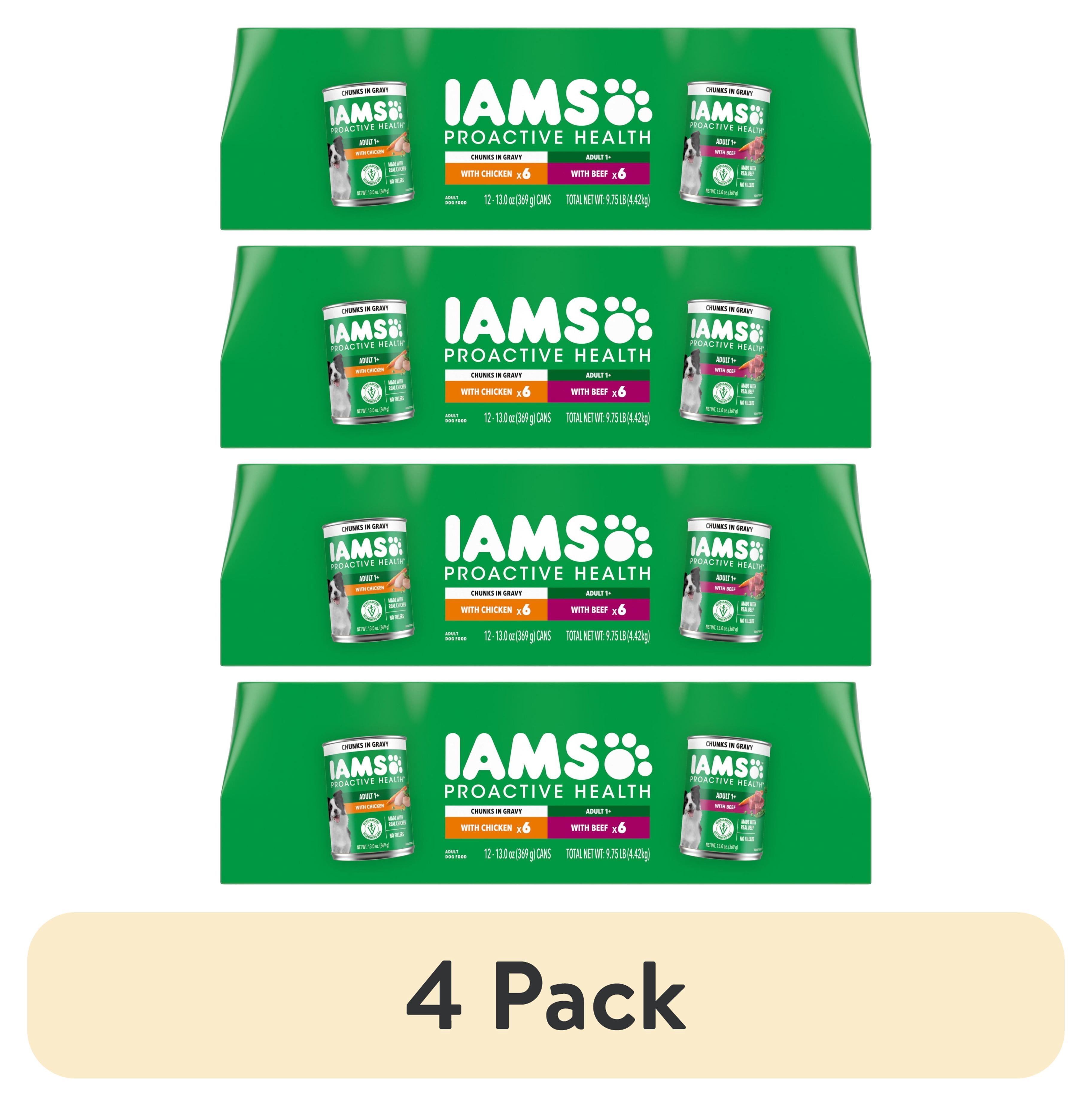 (4 pack) Iams Proactive Health Chicken Chunks In Gravy And Beef Chunks In Gravy, 13 Oz Cans, 12 Pk Variety