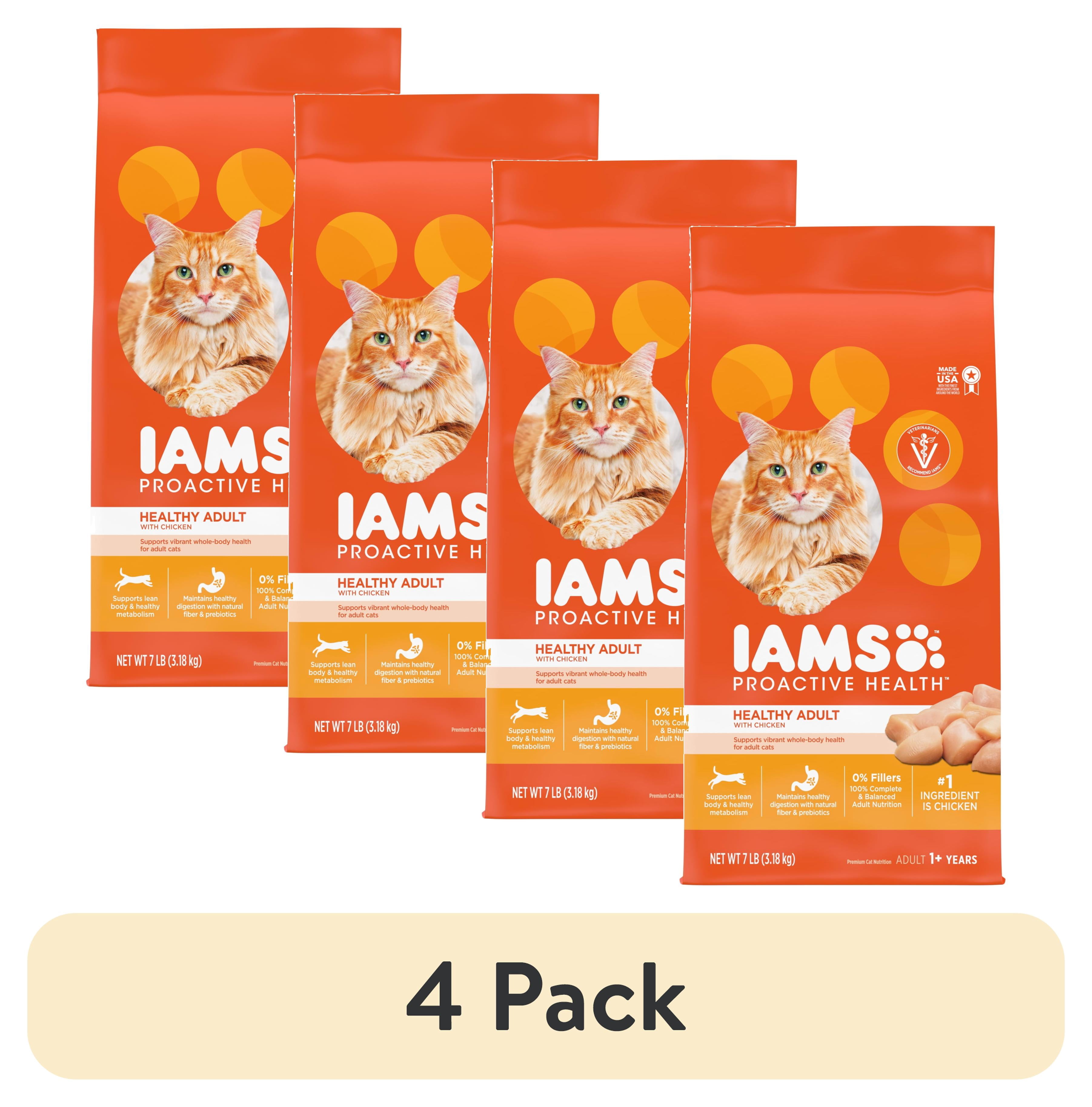 (4 pack) Iams Proactive Health Chicken Dry Cat Food, 7 Lb Bag