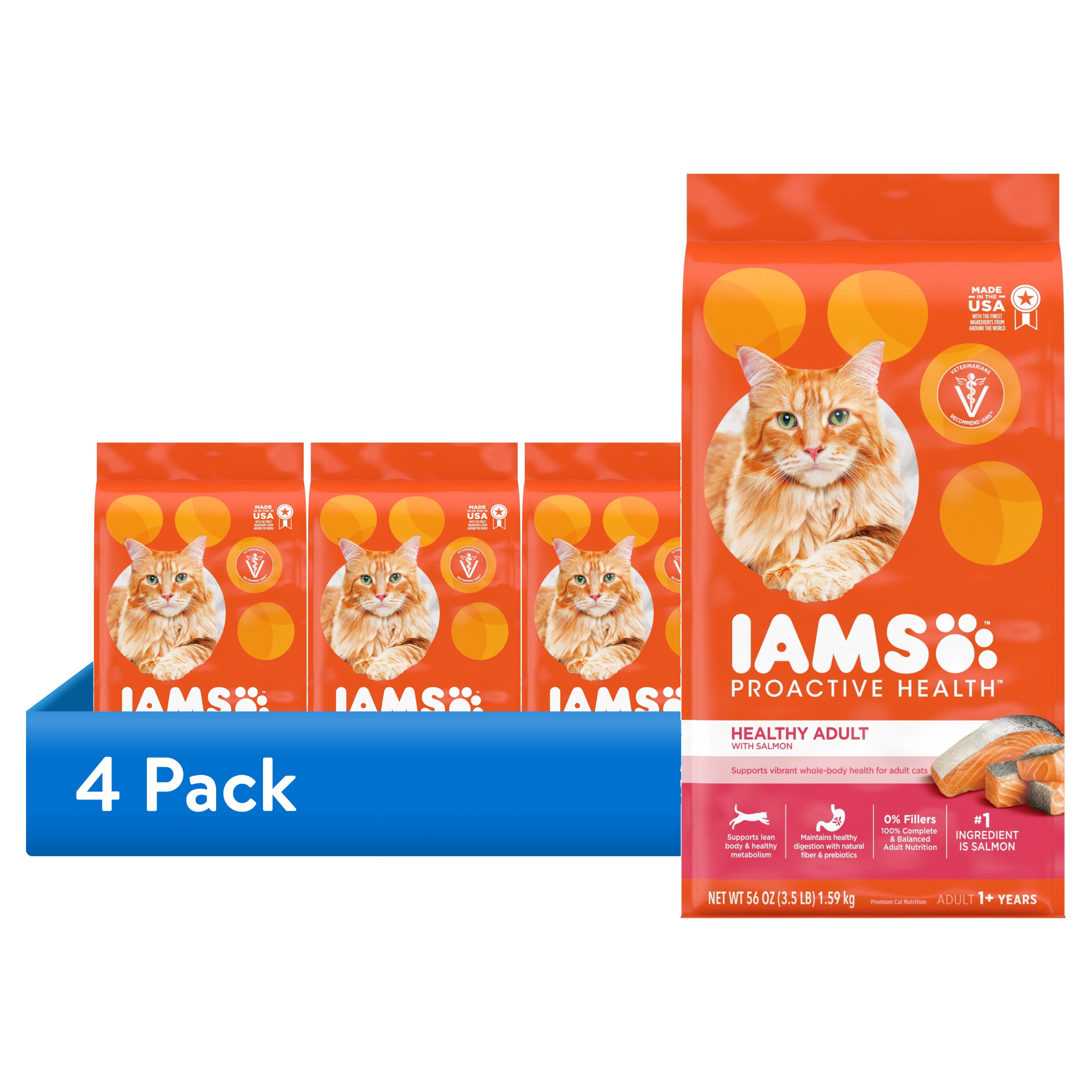 (4 pack) Iams Proactive Health Salmon Dry Cat Food, 3.5 lb Bag
