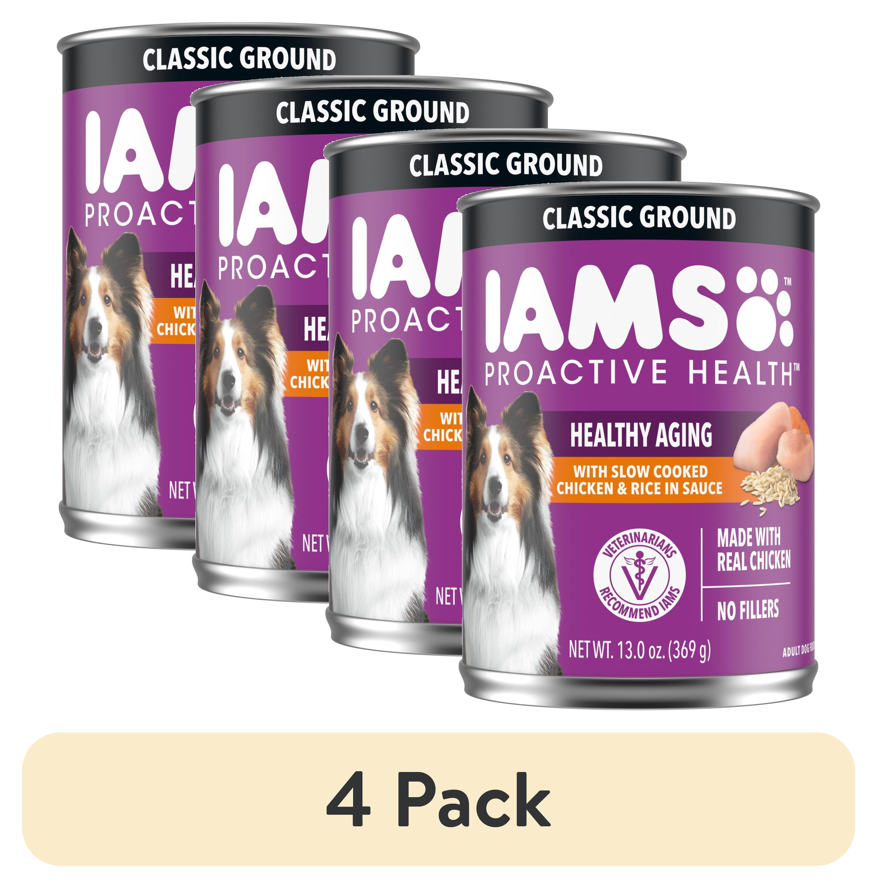 (4 pack) Iams Proactive Health Senior Soft Wet Dog Food Pate With Slow Cooked Chicken & Rice, 13 Oz Can