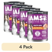 (4 pack) Iams Proactive Health Senior Soft Wet Dog Food Pate With Slow Cooked Chicken & Rice, 13 Oz Can