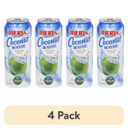 (4 pack) Iberia Coconut Water with Pulp 16.9 fl oz