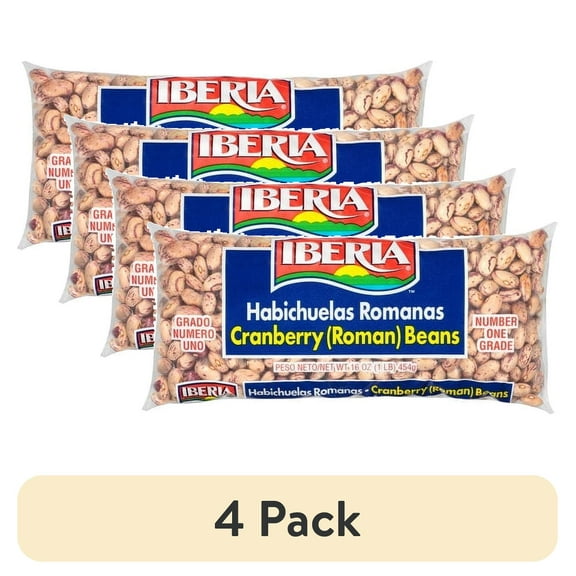 (4 pack) Iberia Cranberry (Roman) Beans, 16 oz