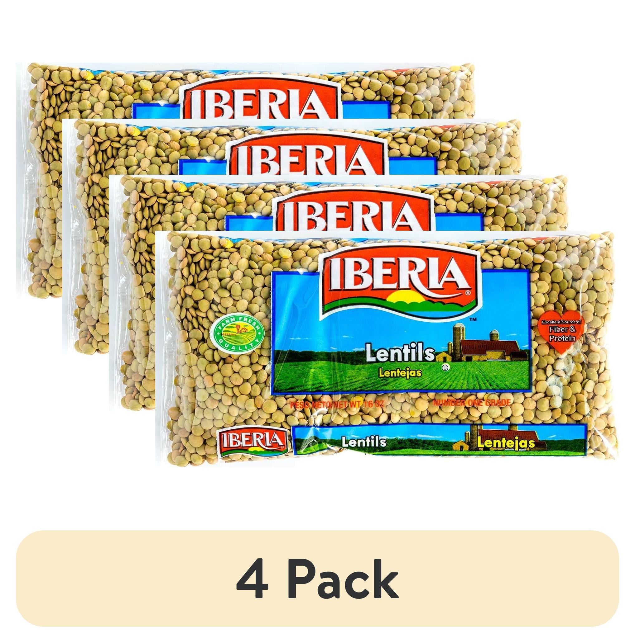 (4 pack) Iberia Lentil Beans, Lentejas, 16 oz Bag