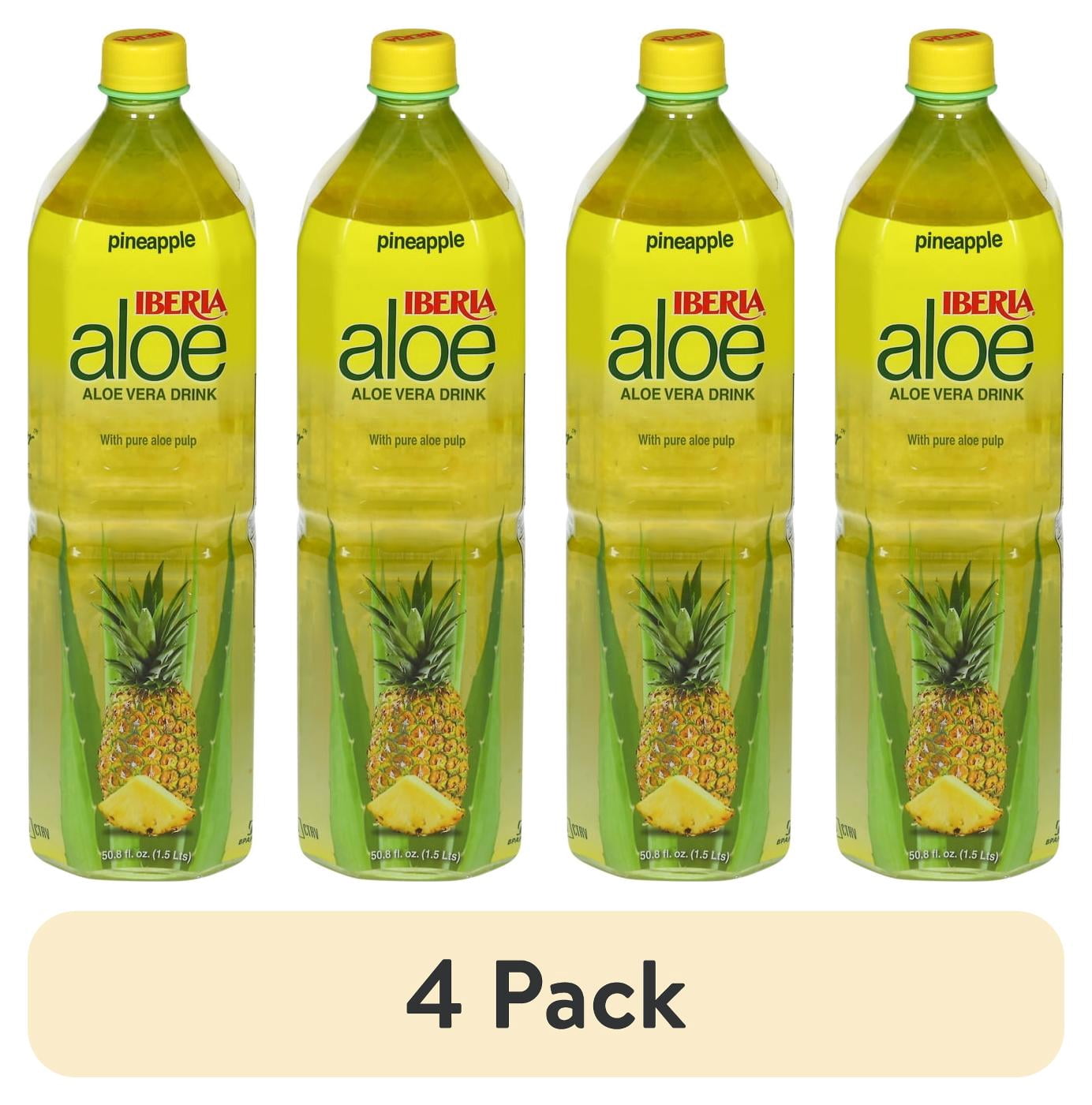 (4 pack) Iberia Pineapple Aloe Vera Drink with Pure Aloe Pulp 50.8 fl oz