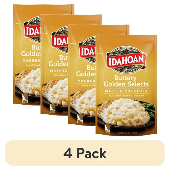(4 pack) Idahoan Buttery Golden Selects Mashed Potatoes Side Dish, 4.1 oz