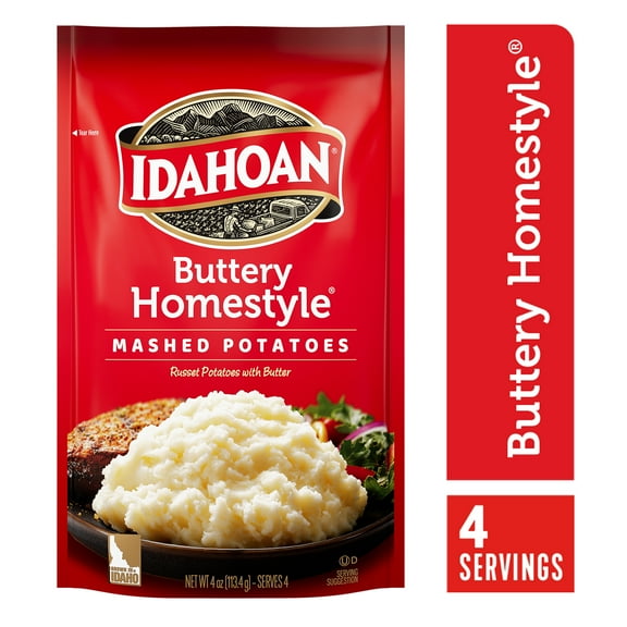 (4 pack) Idahoan Buttery Homestyle Mashed Potatoes, 4 oz Pouch