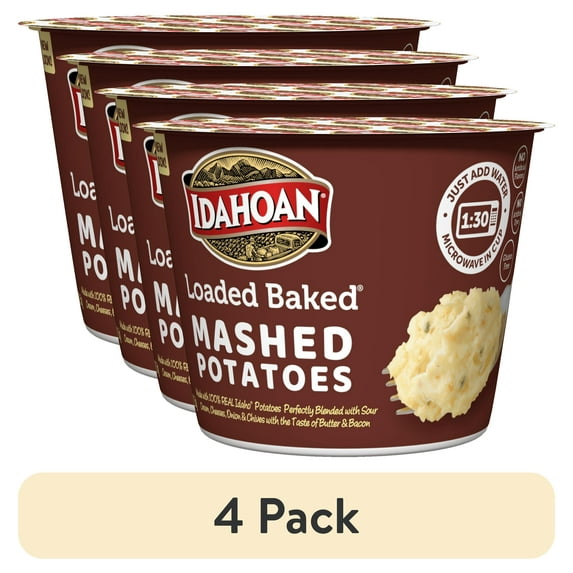 (4 pack) Idahoan® Loaded Baked Mashed Potatoes, 1.5 oz Cup