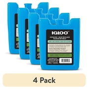 (4 pack) Igloo MaxCold Small Ice Freeze Block, Blue, Best Used for On-the-Go Snacks and Lunches to Keep Food Cool