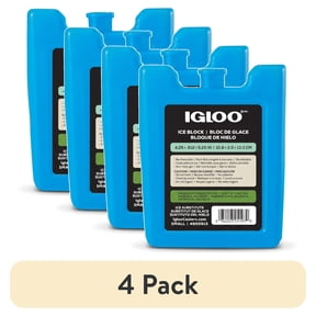(4 pack) Igloo MaxCold Small Ice Freeze Block, Blue, Best Used for On-the-Go Snacks and Lunches to Keep Food Cool