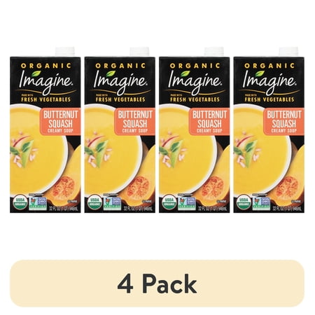 (4 pack) Imagine Organic Gluten-Free Creamy Butternut Squash Soup, 32 fl oz Carton
