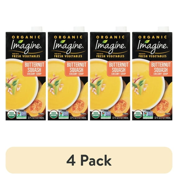 (4 pack) Imagine Organic Gluten-Free Creamy Butternut Squash Soup, 32 fl oz Carton