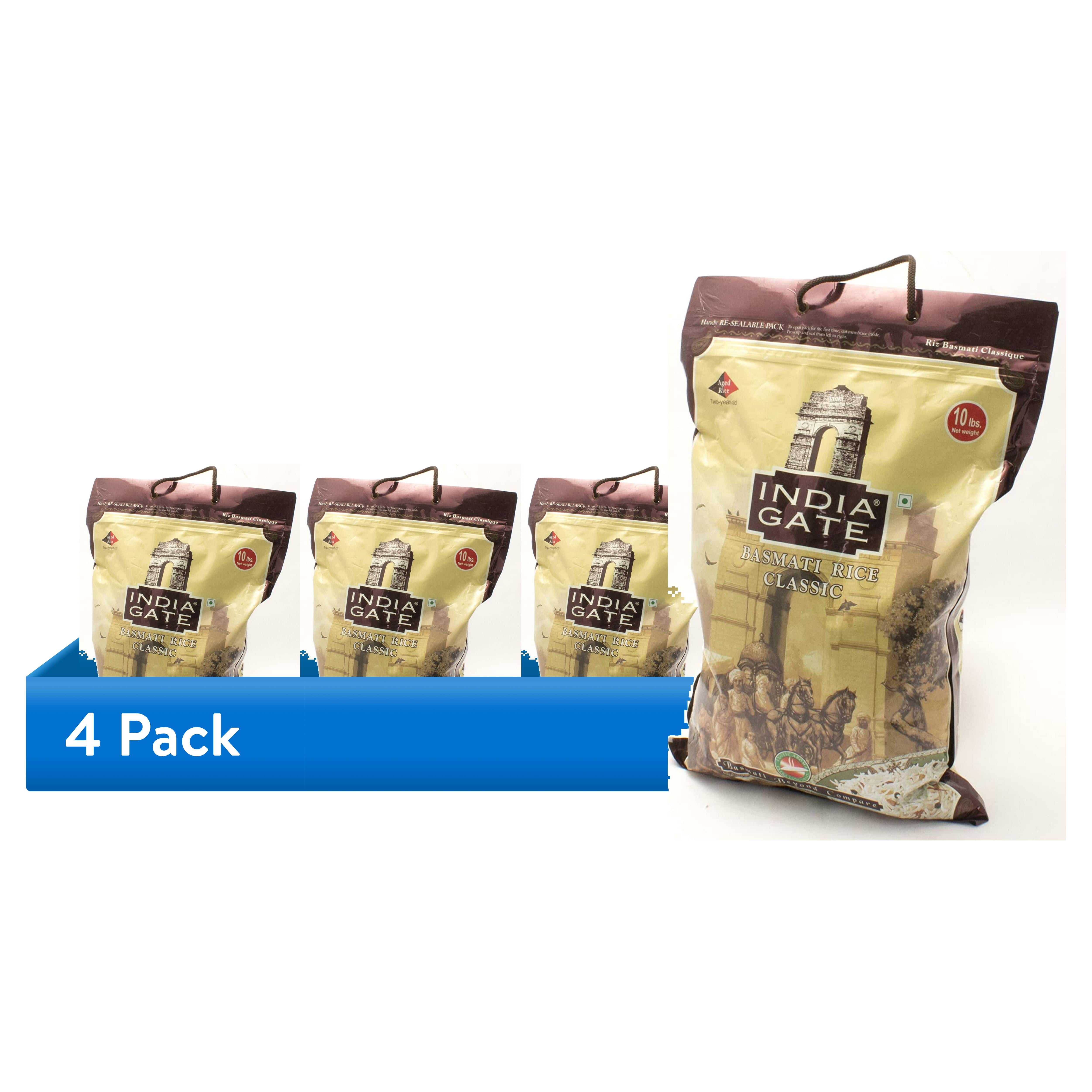(4 pack) India Gate Basmati Rice, Classic, 10 lb., White