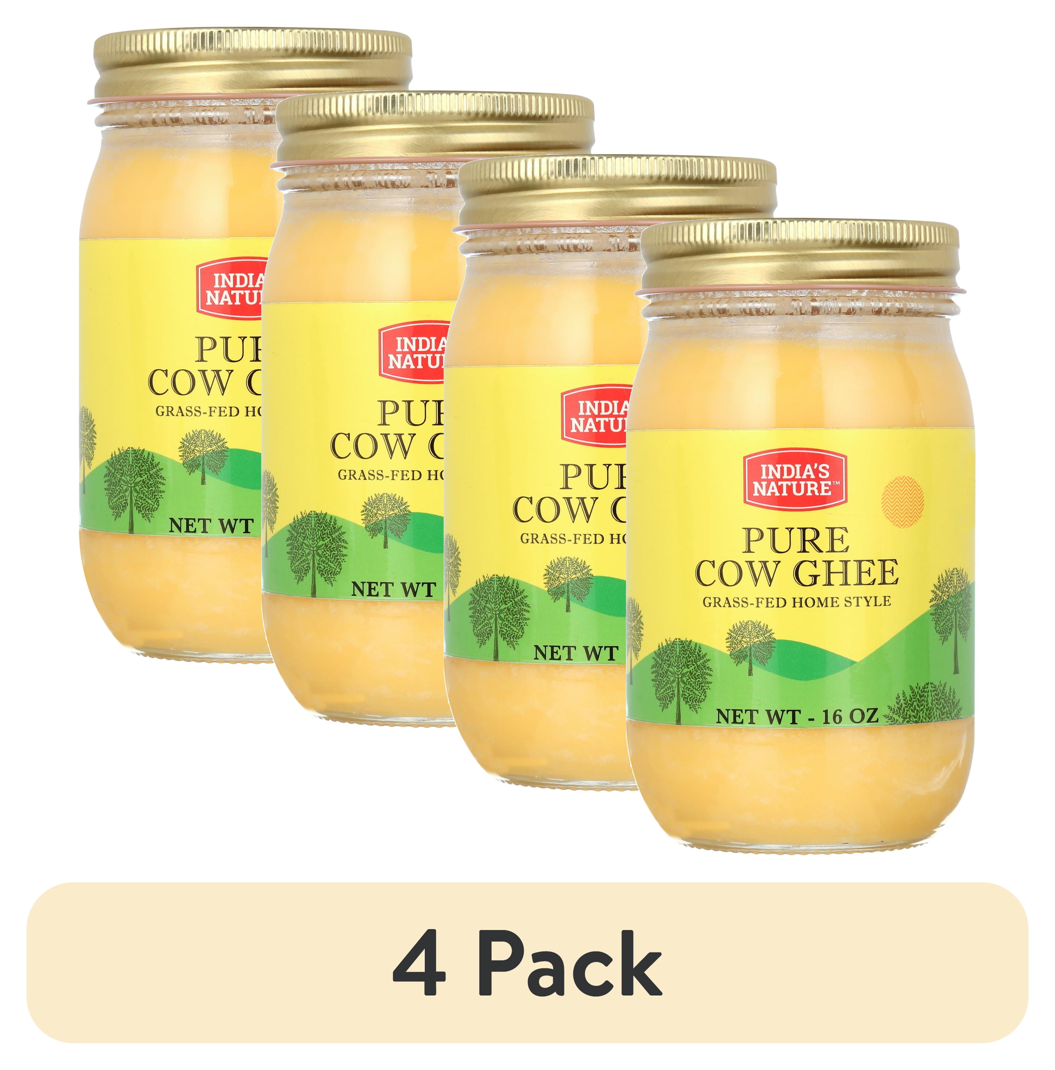 (4 pack) India's Nature Pure Cow Ghee, 16 oz Glass Jar, 1 count, Gluten-Free, Clarified Butter