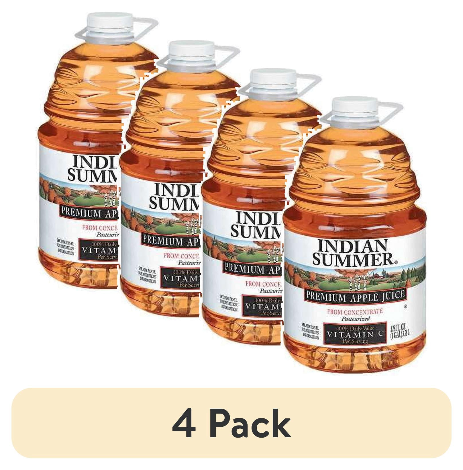 (4 pack) Indian Summer Apple Juice, 128 Fl. Oz.