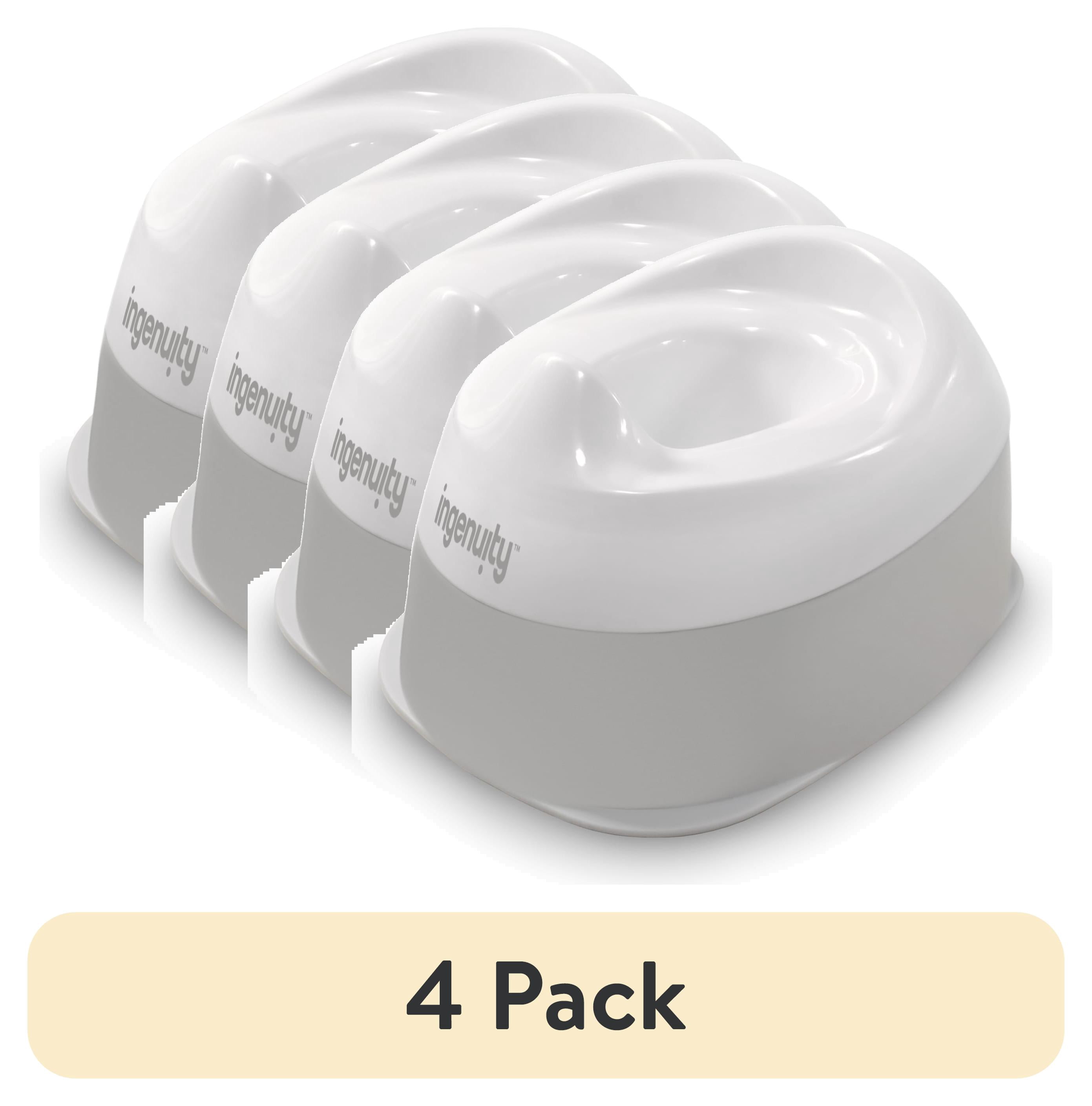 (4 pack) Ingenuity Ready Set Go Potty, Removable Bowl, Non-Skid Bottom, Wide Stable Base, Ages 18 Months & up, White & Grey