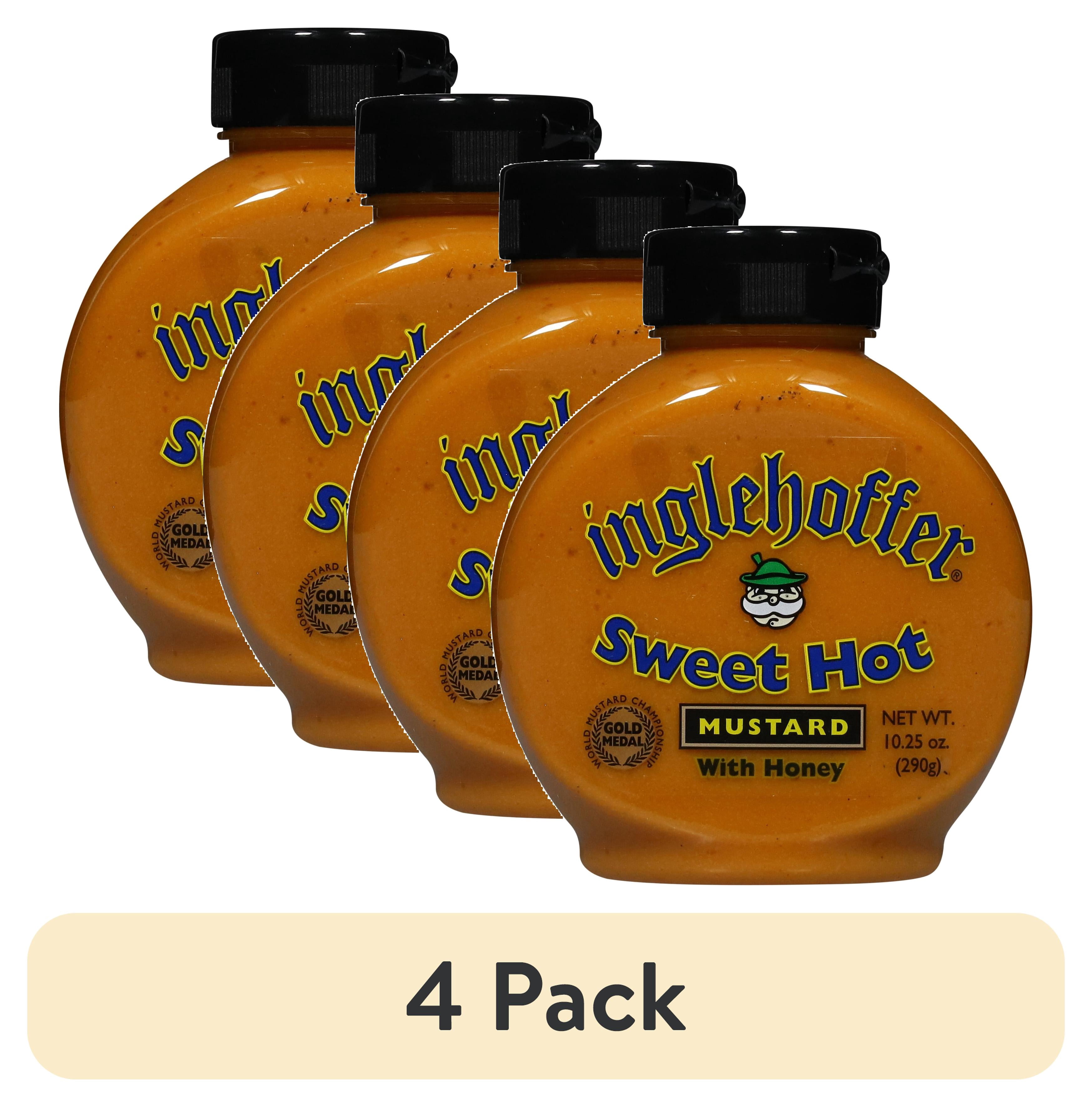 (4 pack) Inglehoffer Sweet Hot Mustard With Honey, 10.25 oz Bottle