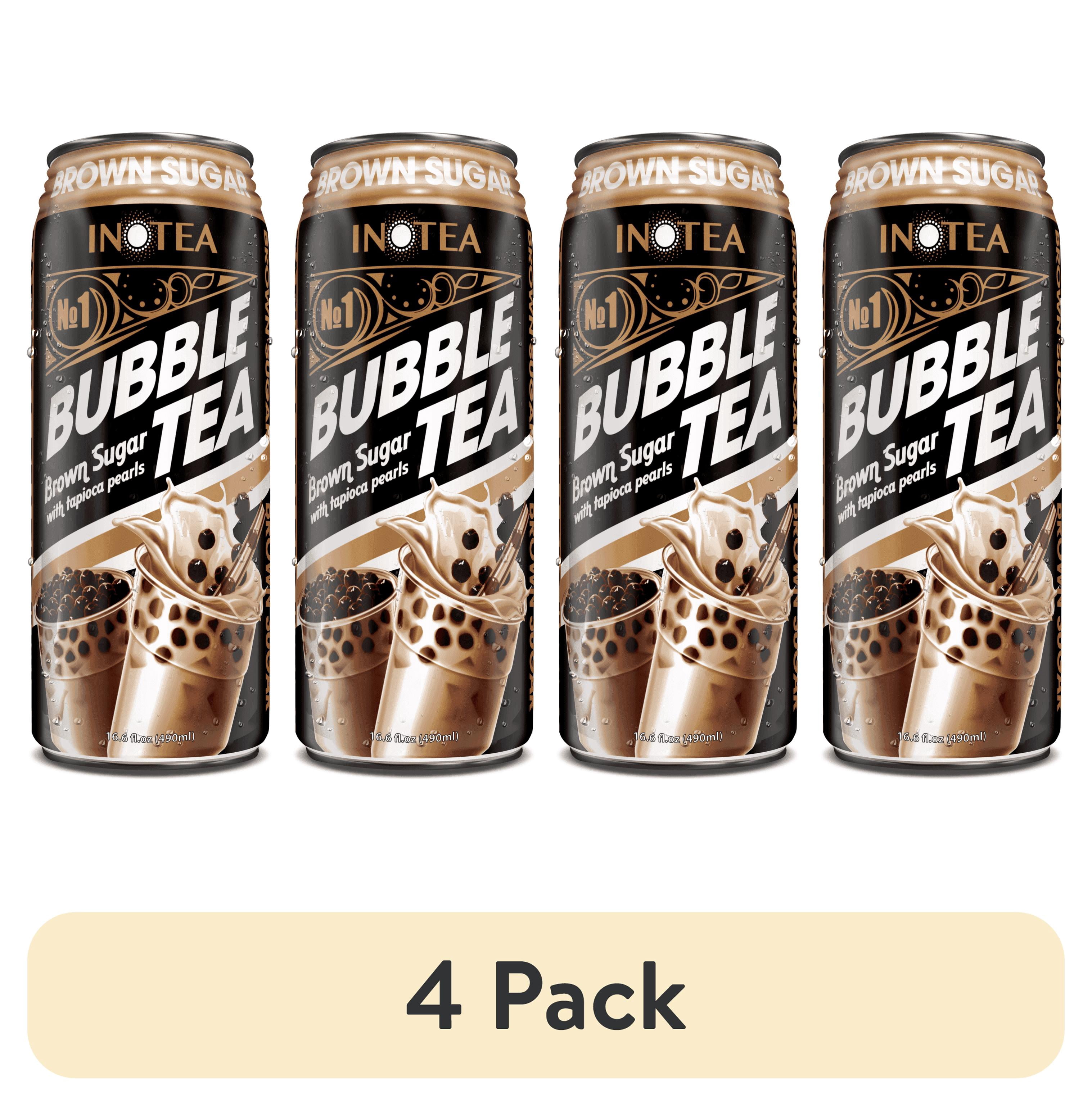 (4 pack) Inotea Taiwanese Brown Sugar Boba Tea Drink, Shelf-Stable, 16.6 oz Can