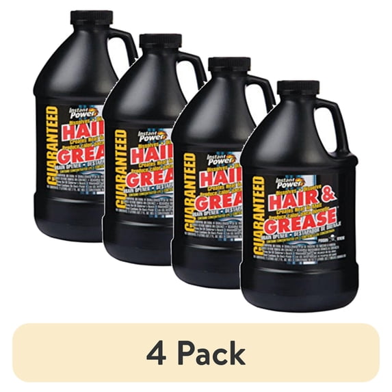 (4 pack) Instant Power Hair & Grease Drain Opener, 2-Liter