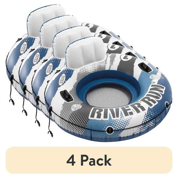 (4 pack) Intex River Run 1 - Inflatable Floating Water Tube with Quick Connects - River Lake Pool