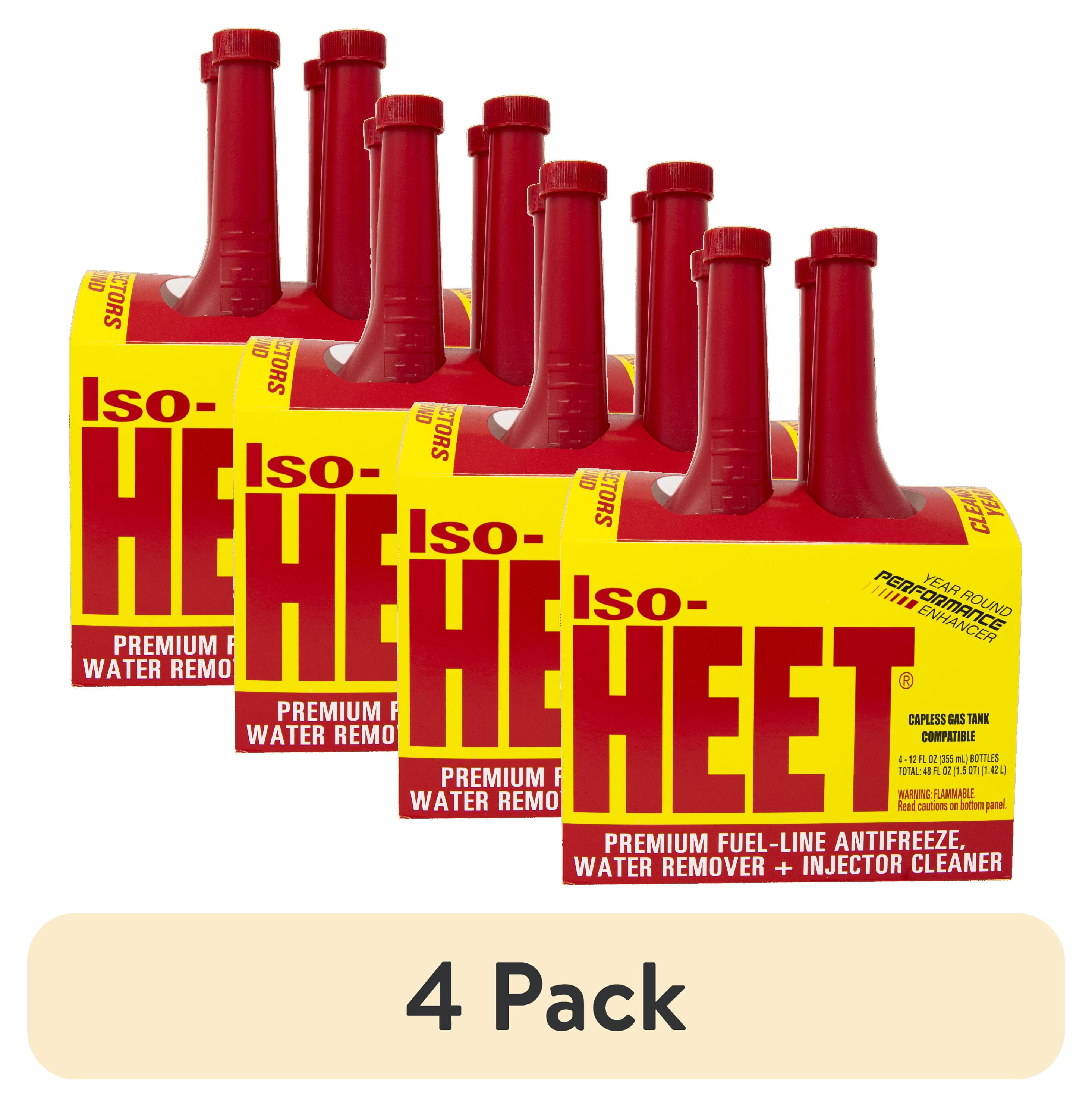 (4 pack) Iso-HEET Water Remover & Premium Fuel Line Antifreeze + Injector Cleaner, 12 oz Each, Pack of 4, Safe for Gas and Diesel Engines