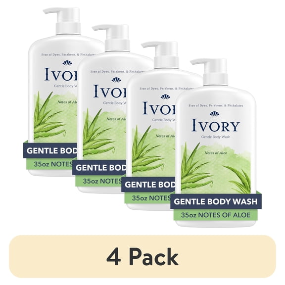 (4 pack) Ivory Mild and Gentle Body Wash, Aloe Scent, for All Skin Types, 35 fl oz