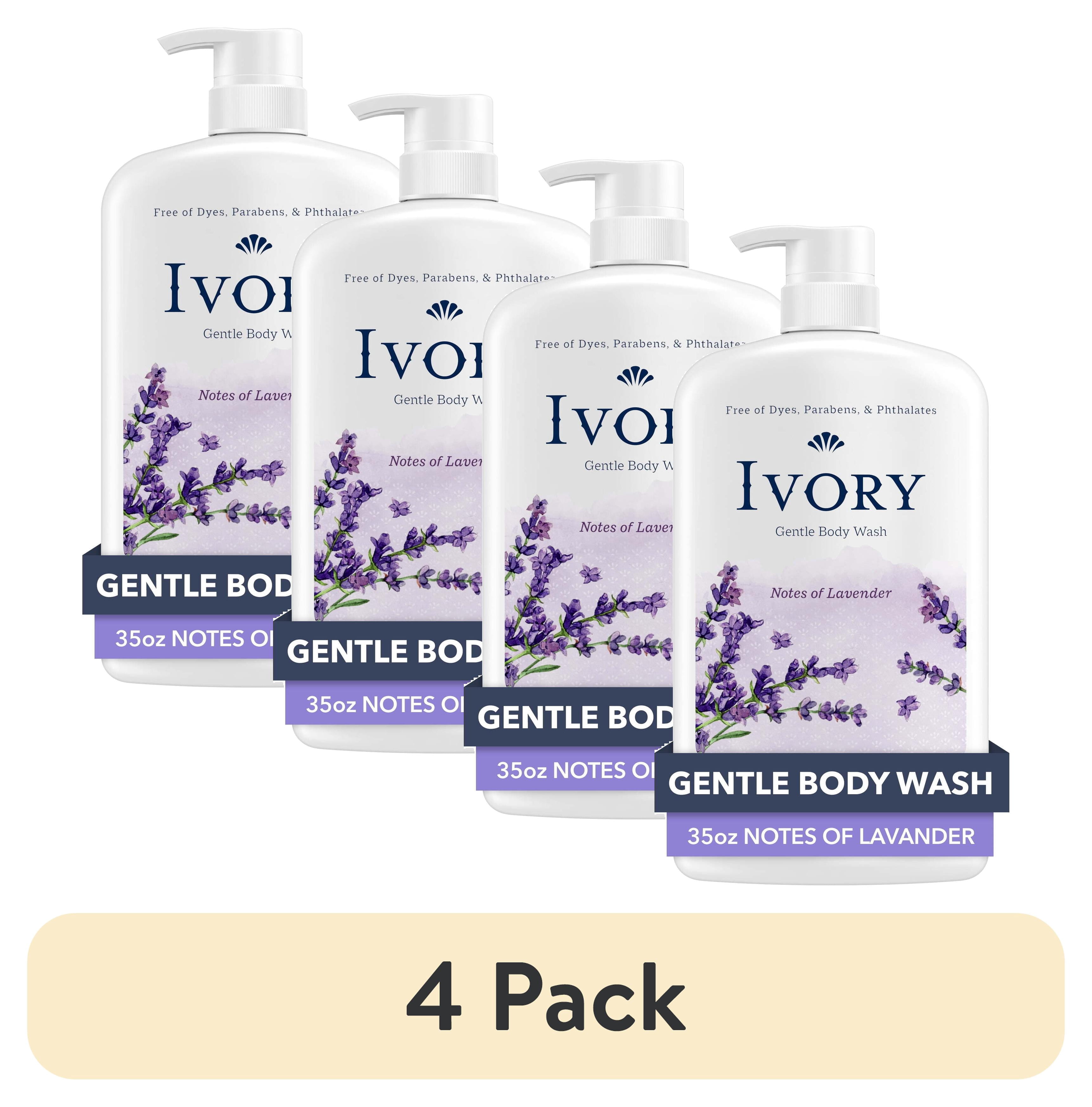 (4 pack) Ivory Mild Gentle Body Wash, Lavender Scent, for All Skin Types, 35 fl oz