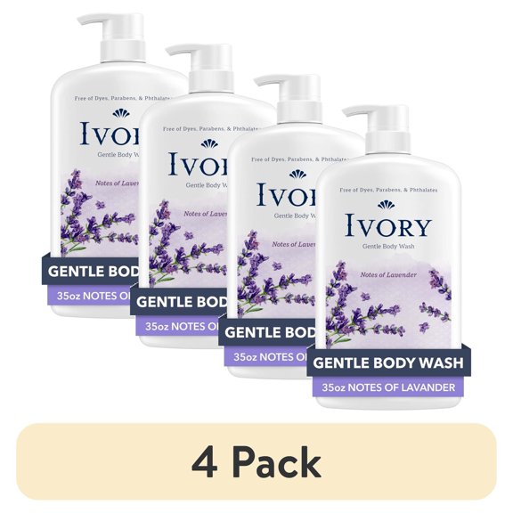 (4 pack) Ivory Mild Gentle Body Wash, Lavender Scent, for All Skin Types, 35 fl oz