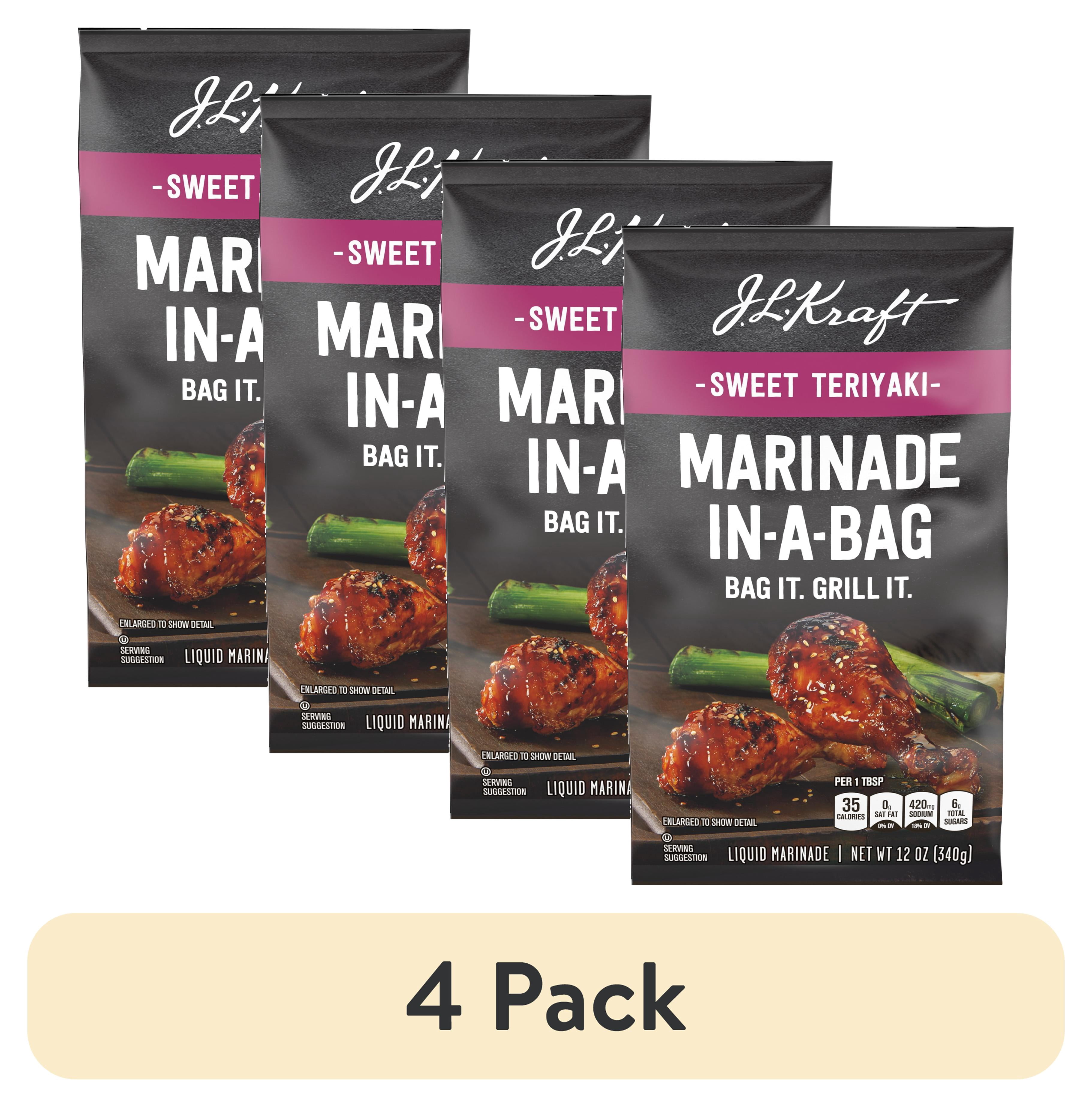 (4 pack) J.L. Kraft Marinade In-A-Bag Sweet Teriyaki Liquid Marinade, 12 oz Bag