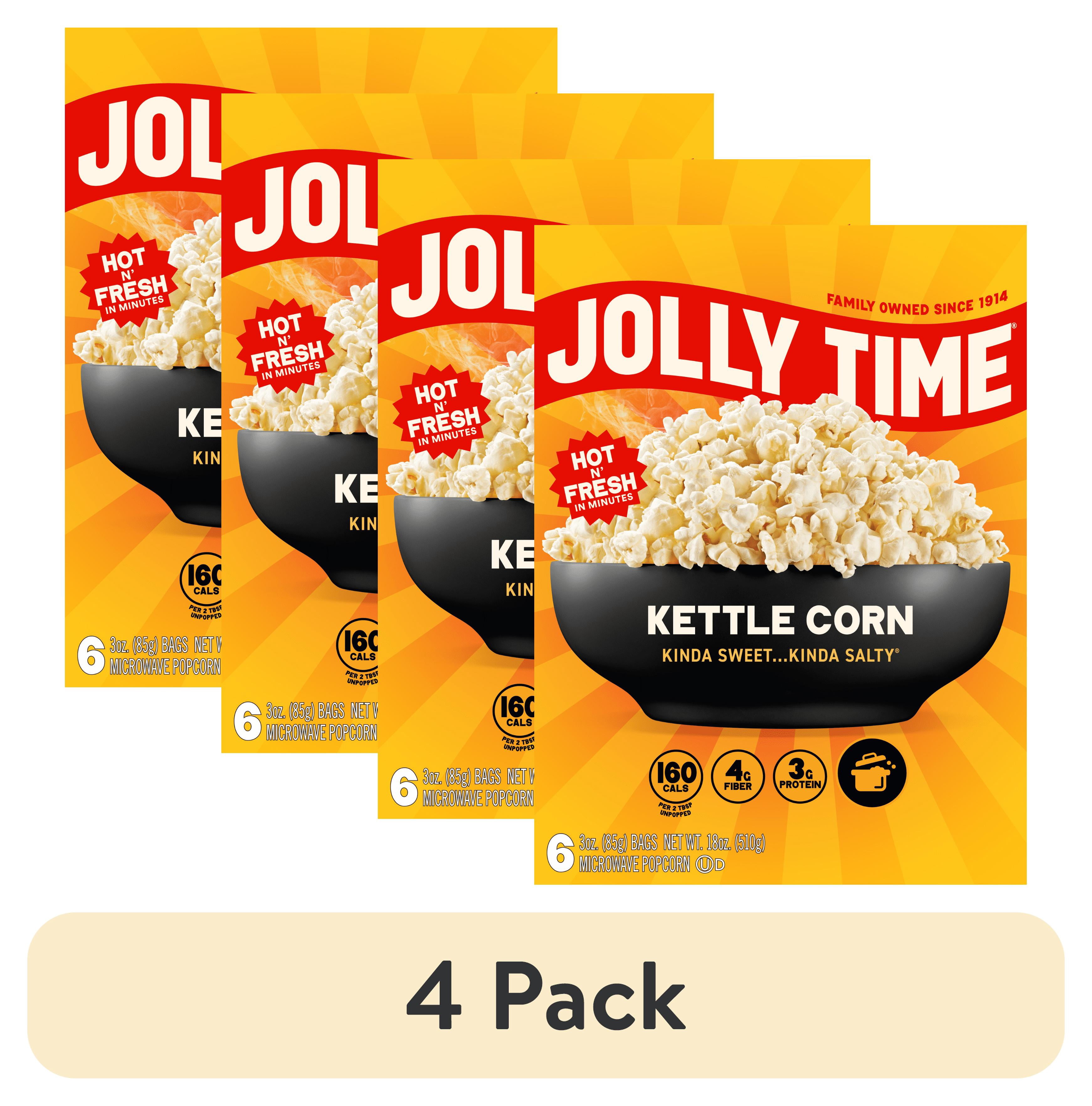 (4 pack) JOLLY TIME Kettle Corn Microwave Popcorn, Sweet and Salty, 3 oz Bags, 6 Count