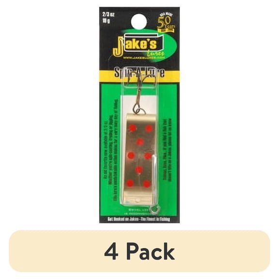 (4 pack) Jake's Spin-A-Lure 2/3oz Gold w Red Dots