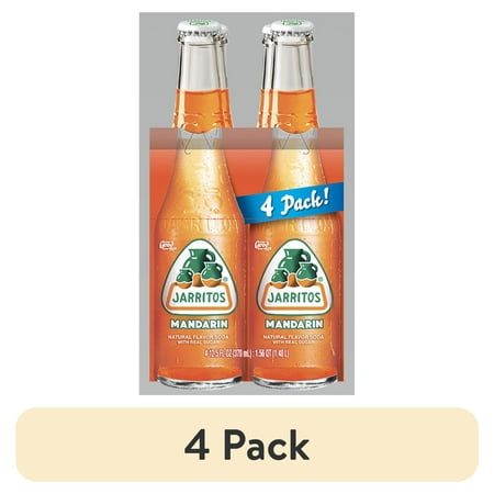 (4 pack) Jarritos Mandarin Soda, 12.5 fl oz (370ml) Glass Bottle, 4 Pack
