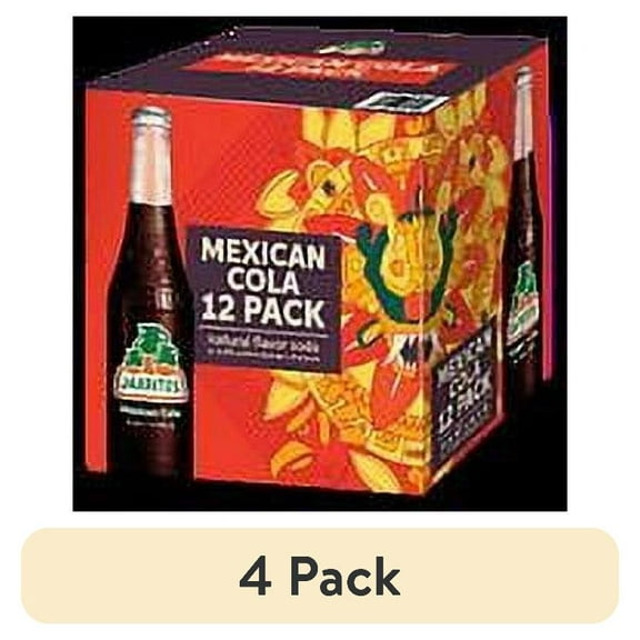 (4 pack) Jarritos Mexican Cola Soda, 12.5 fl oz (370ml) Glass Bottle, 12 Pack