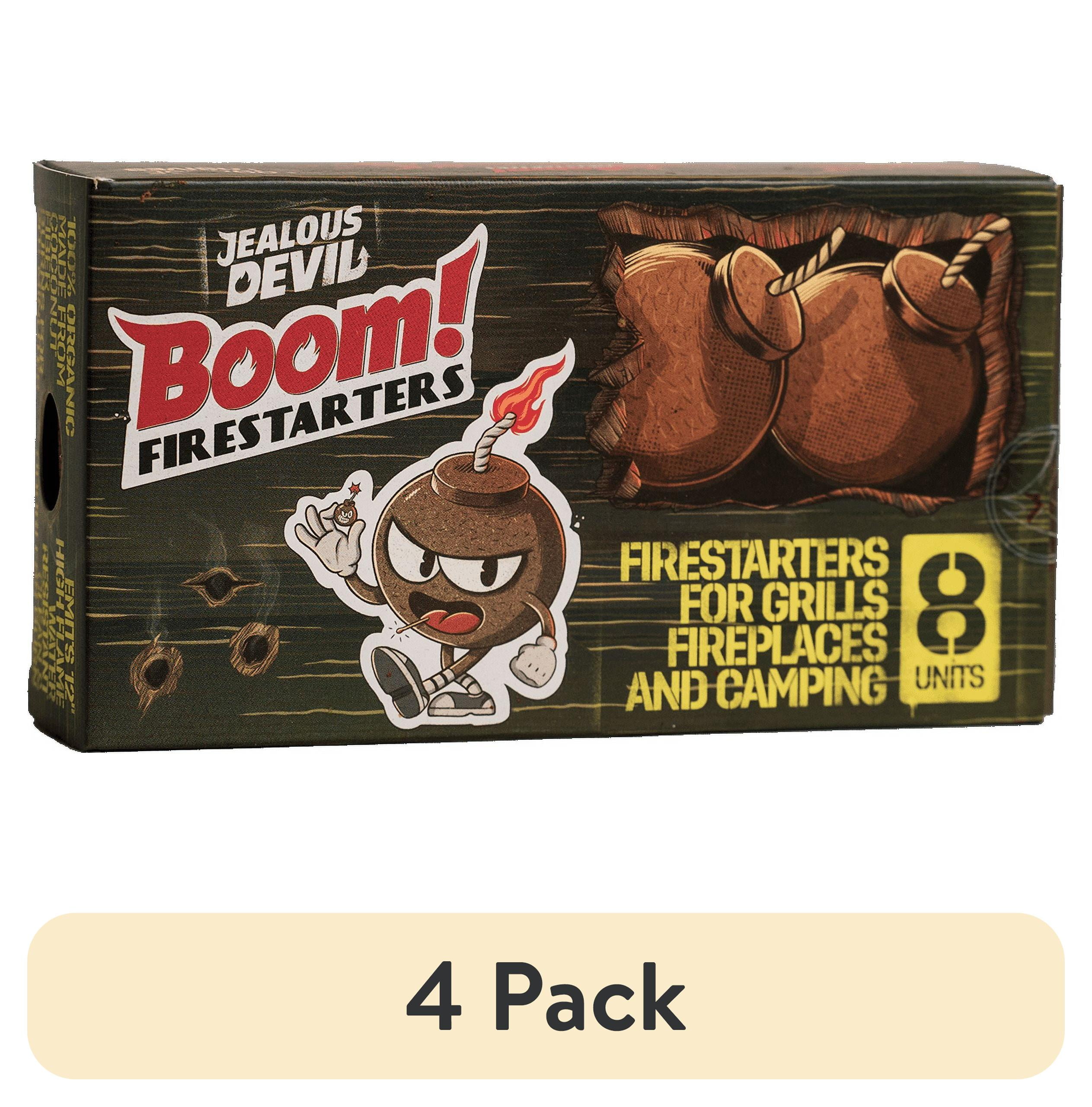 (4 pack) Jealous Devil Boom Fire Starters 8 Pack for Charcoal Grilling and Campfires