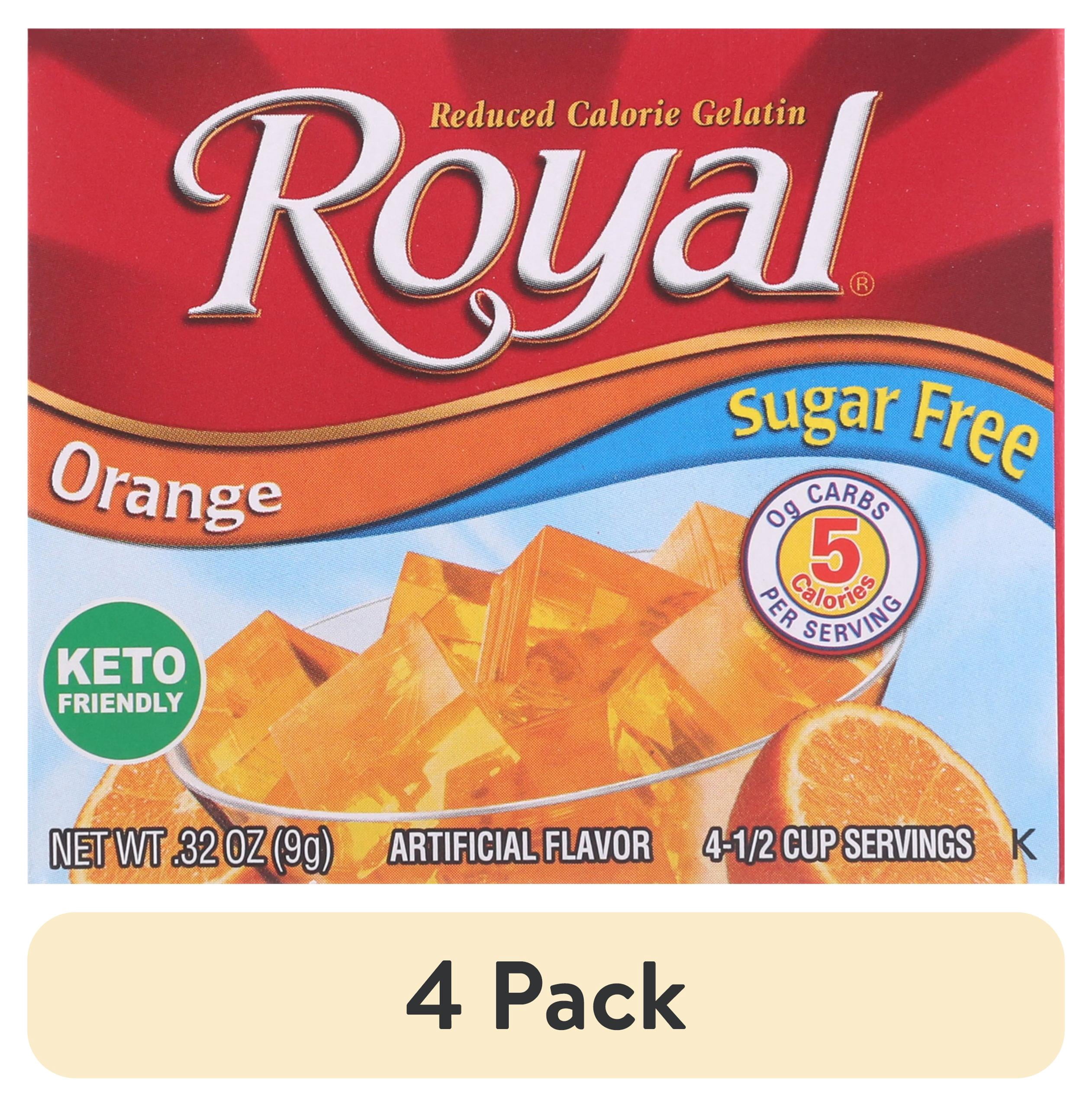 (4 pack) Jel Sert Royal Gelatin Orange Flavor, Sugar Free, .32 oz Box