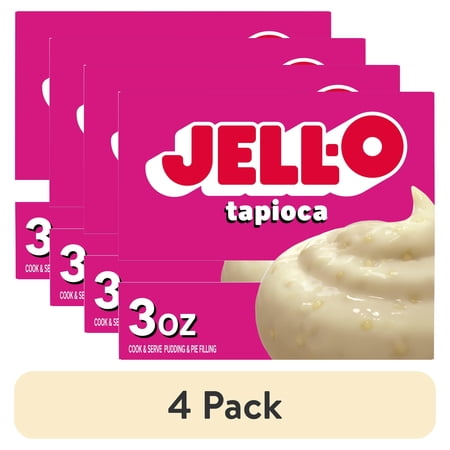 (4 pack) Jell-O Cook & Serve Tapioca Artificially Flavored Fat Free Pudding & Pie Filling Mix, 3 oz Box