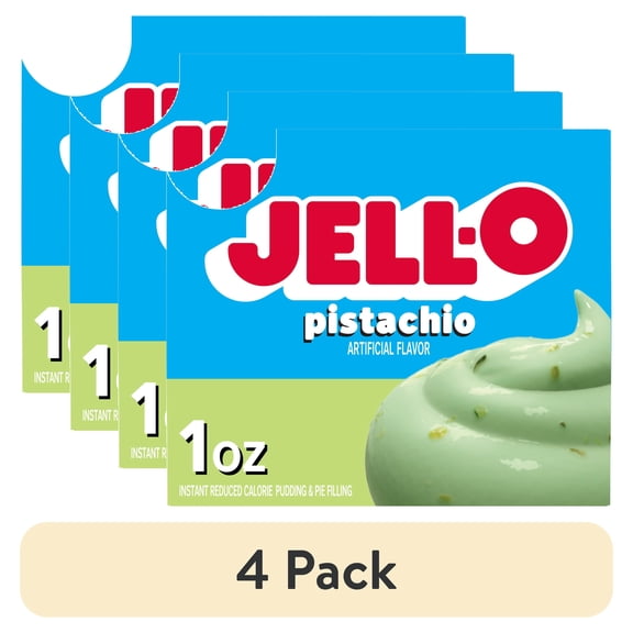 (4 pack) Jell-O Pistachio Zero Sugar Instant Reduced Calorie Pudding & Pie Filling Mix, 1 oz Box