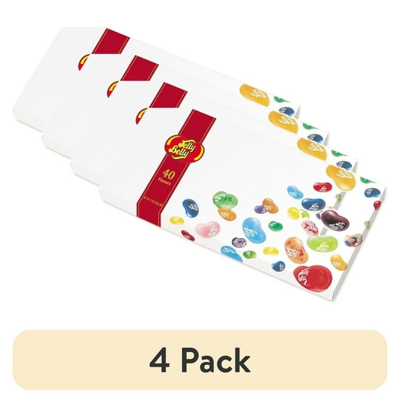 (4 pack) Jelly Belly 40-Flavor Jelly Bean Gift Box - 17 oz - Official, Genuine, Straight from The Source