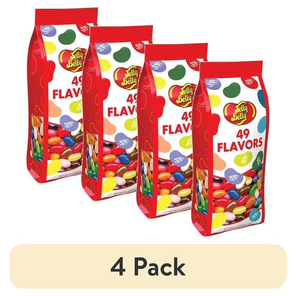 (4 pack) Jelly Belly 49 Assorted Jelly Bean Flavors, 7.5 Ounce Gift Bag, Most Popular Flavors