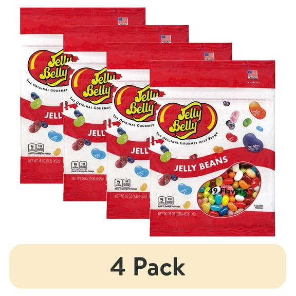 (4 pack) Jelly Belly 49-Assorted Jelly Beans - 1 Pound (16 Ounces) Resealable Bag - Straight from the Source