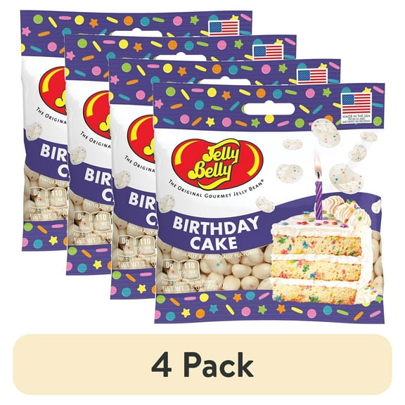 (4 pack) Jelly Belly Birthday Cake Jelly Beans - 3.5 oz Grab & Go® Bags - True-to-life Birthday Cake-flavored Candy