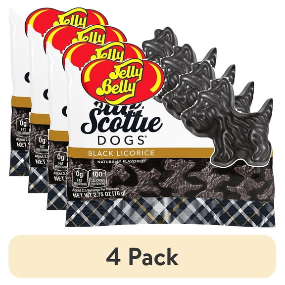 (4 pack) Jelly Belly Black Licorice Scottie Dogs - 2.75-oz. Bag