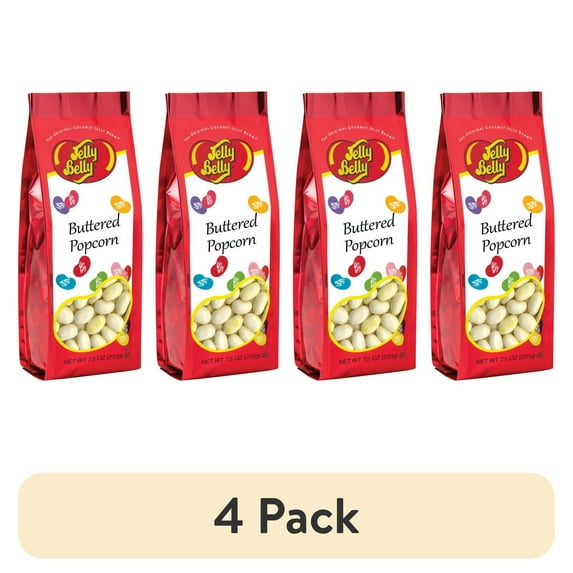(4 pack) Jelly Belly Buttered Popcorn Jelly Beans, 7.5 oz Bag, True-to-Life Sweet and Savory Flavor