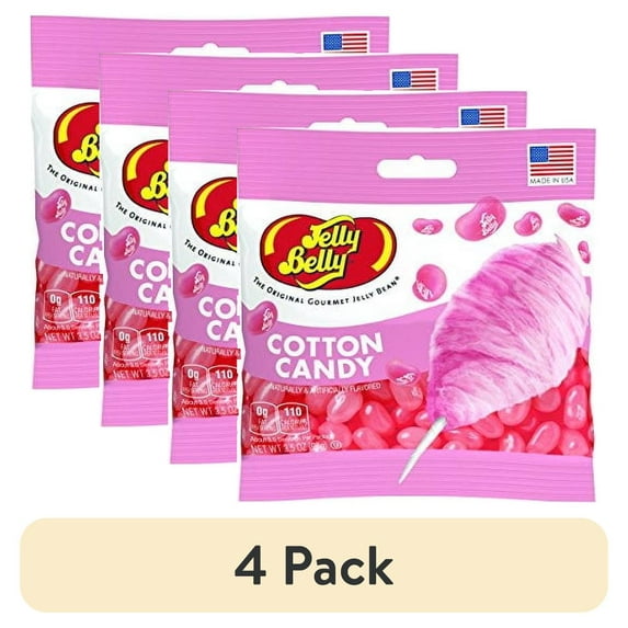 (4 pack) Jelly Belly Cotton Candy Jelly Beans - 3.5 oz Grab & Go® Bags - True-to-life Cotton Candy-flavored Candy