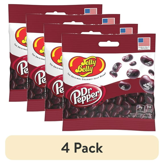 (4 pack) Jelly Belly Dr. Pepper Jelly Beans - 3.5 oz Grab & Go Bags - True-to-life Dr.Pepper-flavored Candy